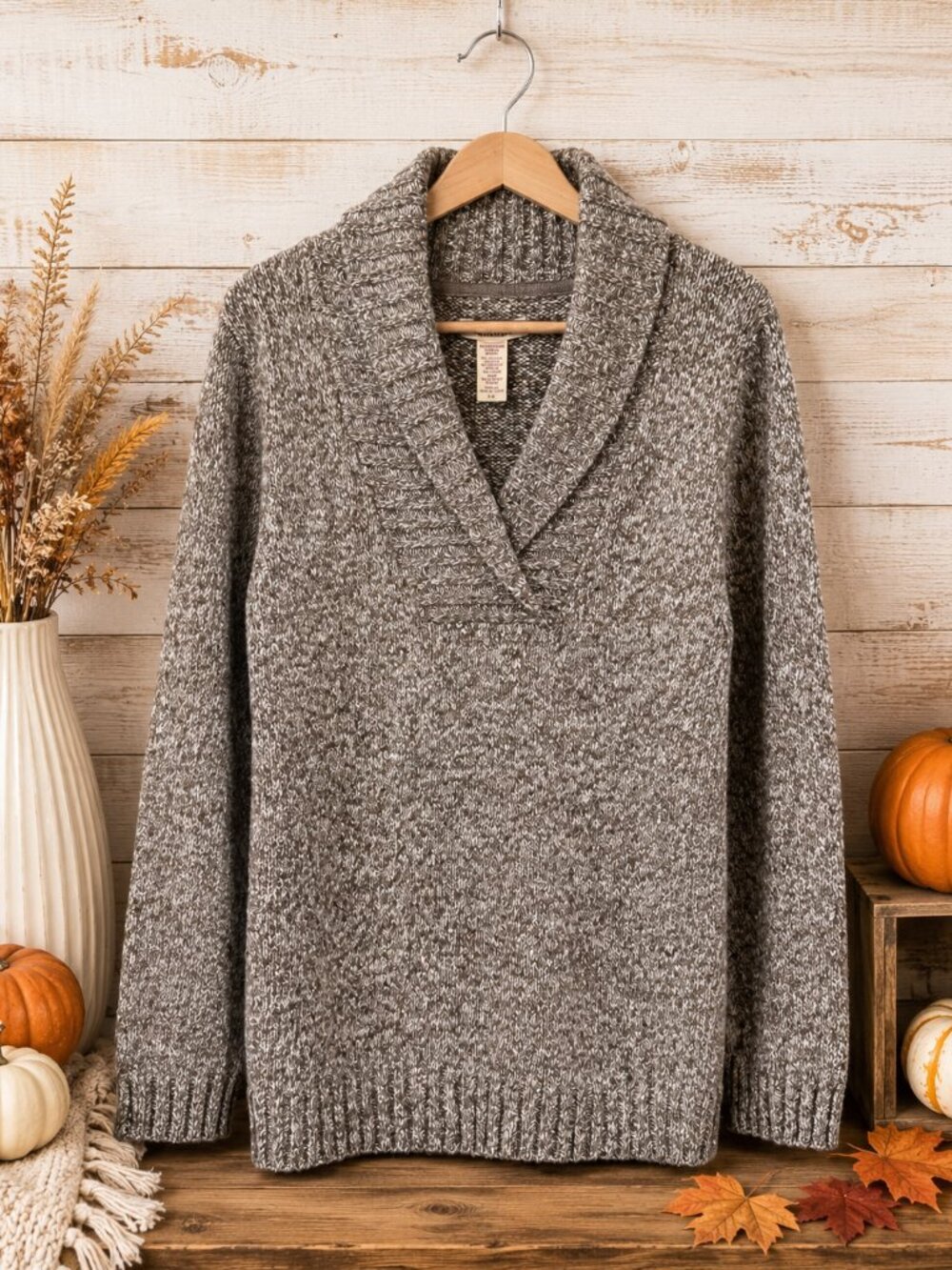 Covington Marled Knit Shawl Collar Sweater